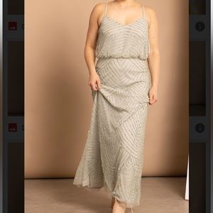 Beaded bridesmaid dress sage green